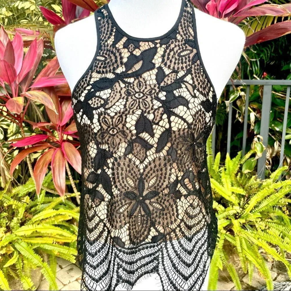 Express Eyelash Lace Overlay Skirt & Tank Set